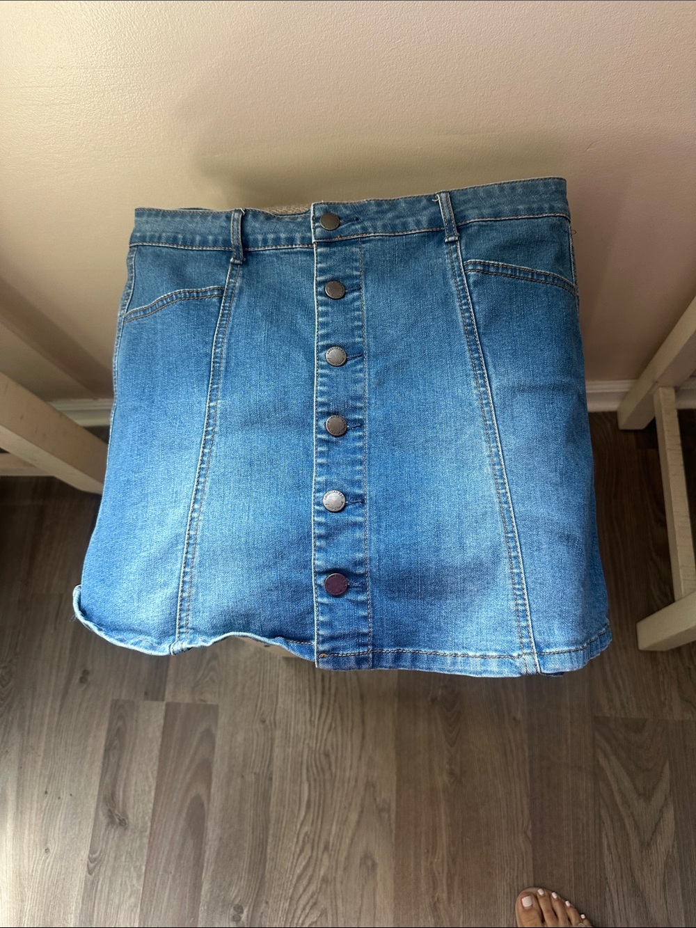 American Rag Blue Button-Front Denim Mini Skirt